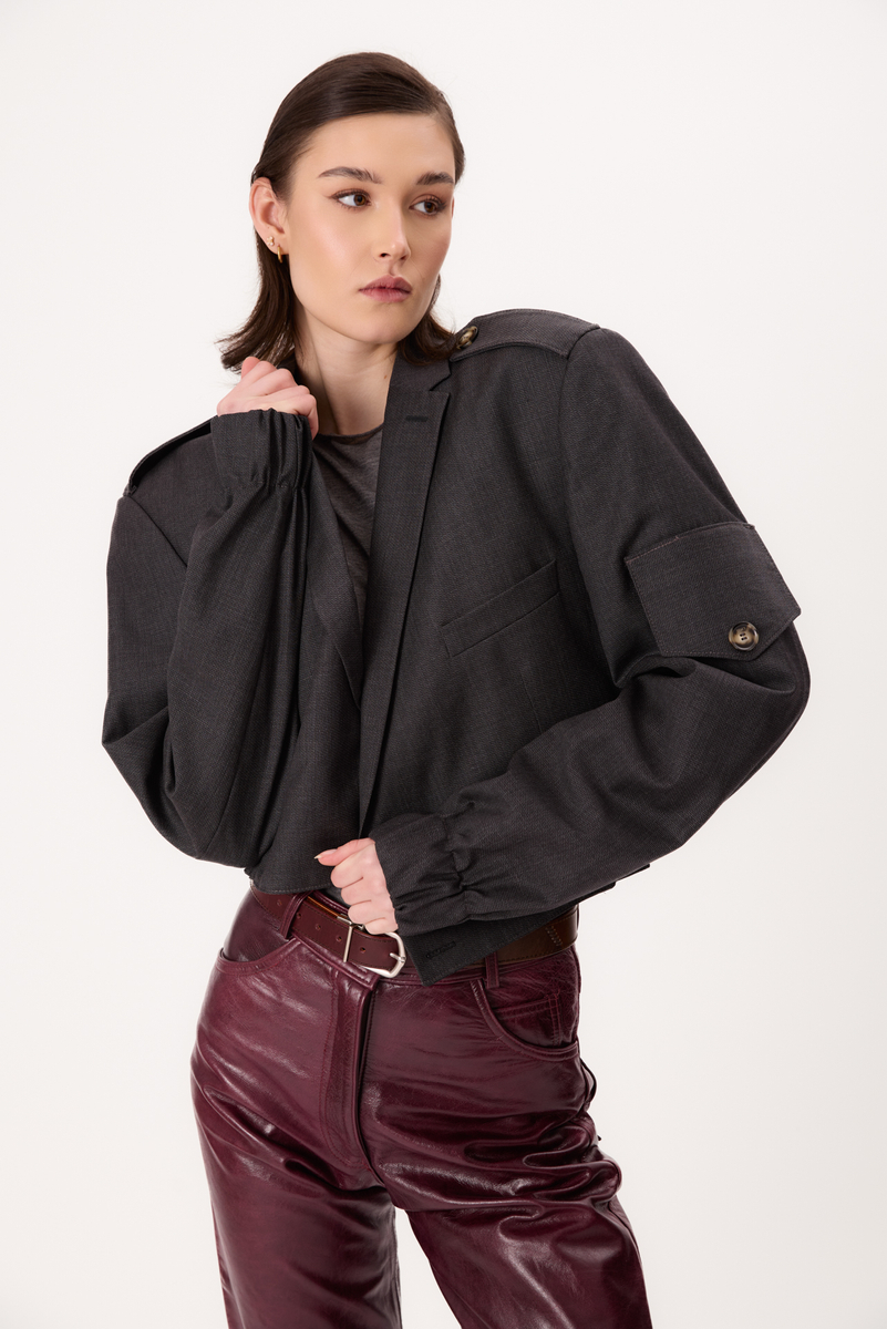 DARK GREY BOMBER JACKET