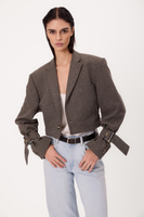 BEŻOWA TALIOWANA MARYNARKA PETITE  Z KLAMRAMI MODEL No5