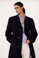 MIDI NAVY BLUE CLASSIC ADJUSTABLE WAIST WOOL COAT