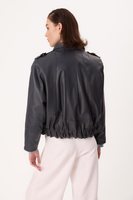 NAVY LEATHER JACKET WITH EPADS