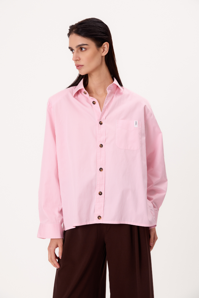 PINK OVERSIZE REGULAR SHIRT WITH WIDE DETACHABLE PADS