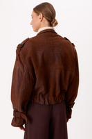 BROWN SUEDE LEATHER JACKET WITH BUCKLES
