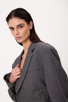 GRAY SMOOTH FITTED REGULAR JACKET WITH BUCKLES MODEL No5
