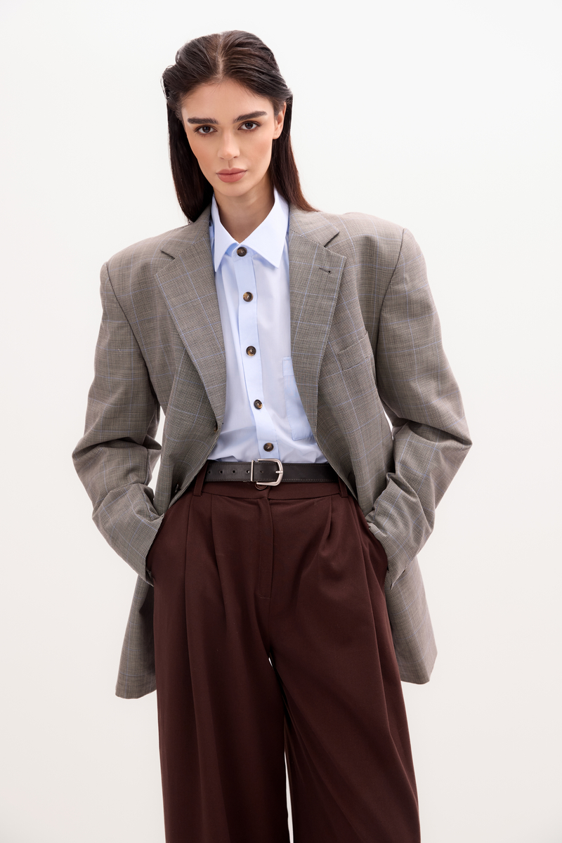 GRAY JACKET MODEL No4 WITH BLUE CHECKERED