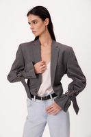 GRAY SMOOTH REGULAR FITTED JACKET WITH BUCKLES MODEL No5