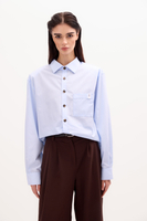 LIGHT BLUE COTTON SHIRT WITH STRONG ARMS AND DETACHABLE CUSHIONS