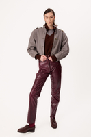 GRAY LEATHER JACKET WITH A DECORATIVE PATTERN