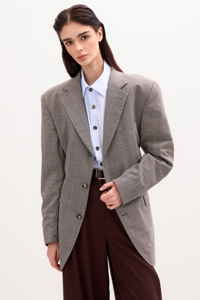 GRAY JACKET MODEL No4 WITH BLUE CHECKERED