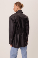 LONG BLACK WAISTED LEATHER JACKET