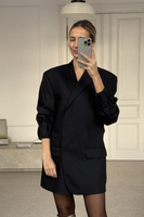 LONG MINIMALIST NAVY BLUE PINSTRIPE BLAZER MODEL No8