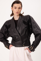 CZARNA SKÓRZANA KURTKA Z TŁOCZENIEM VINTAGE