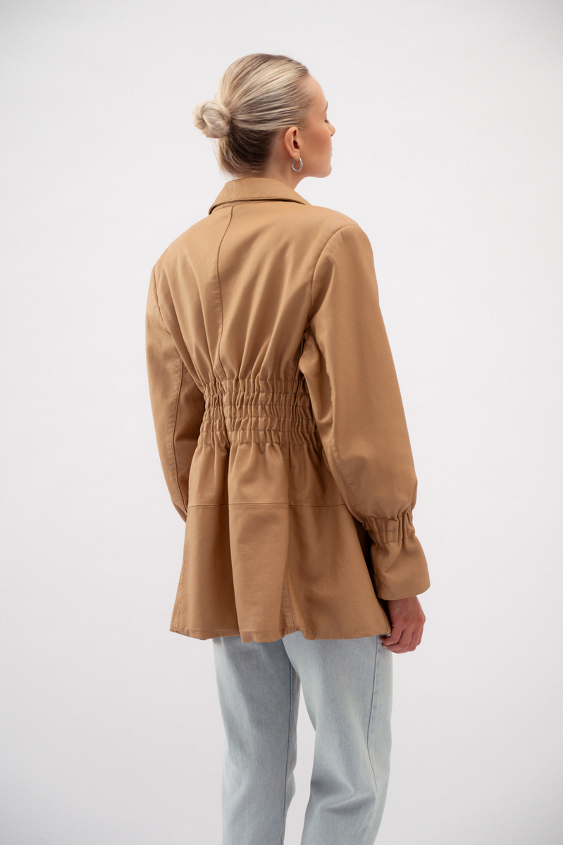 LONG CARAMEL LEATHER JACKET MODEL No2