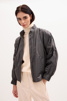 GRAPHITE LEATHER JACKET WITH POCKETS