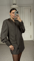 GREY MINIMALIST WOOL-SILK JACKET MODEL No8