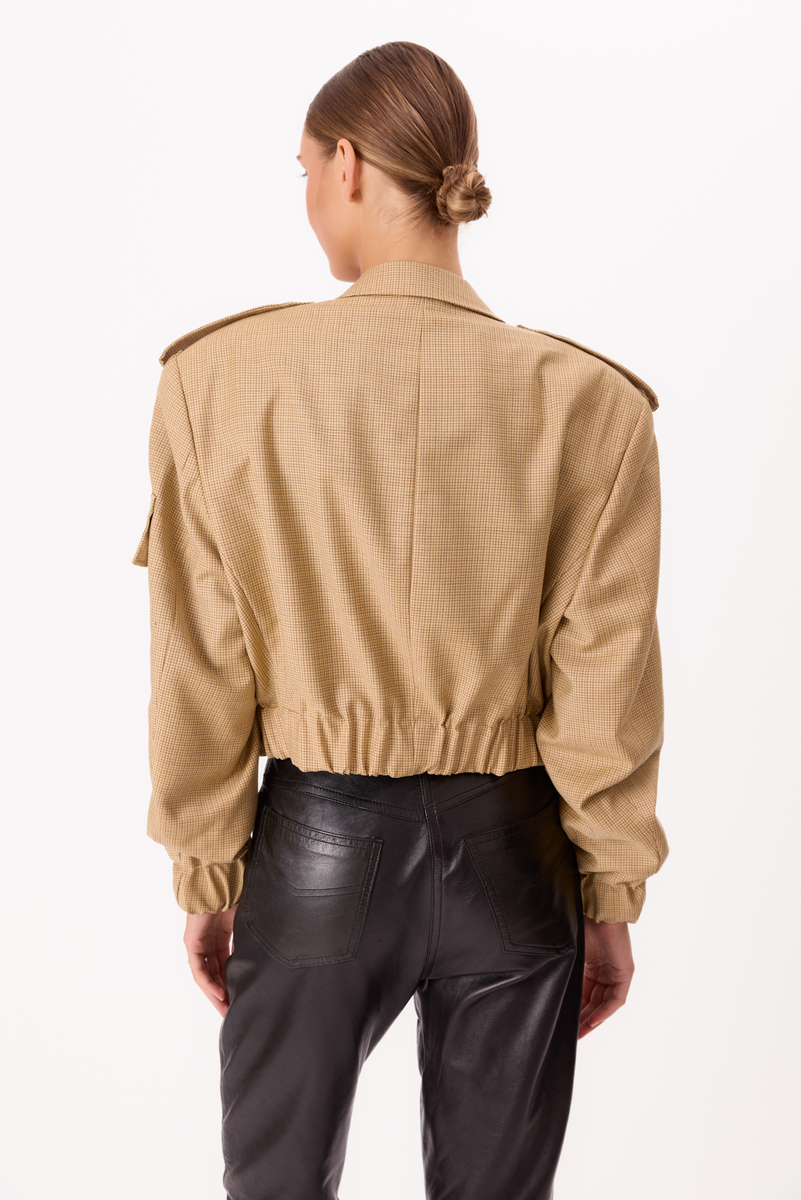 BUTTER YELLOW BOMBER JACKET WITH EPAGULES