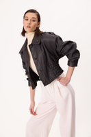 DARK GRAY LEATHER JACKET