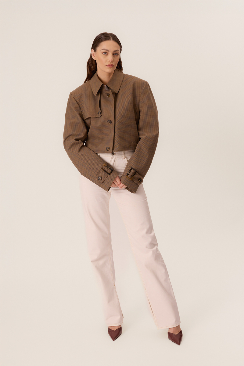 SHORT FITTED CHECK JACKET
