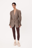 LONG WAISTED BEIGE REGULAR BLAZER WITH BUCKLES MODEL No6