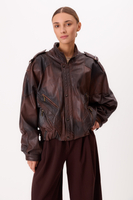 BROWN LEATHER BOMBER JACKET
