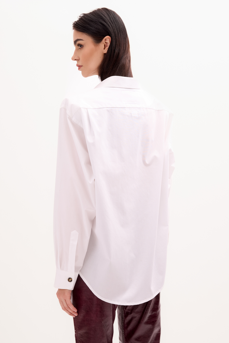 WHITE COTTON SHIRT WITH STRONG SHOULDER AND DETACHABLE PADS