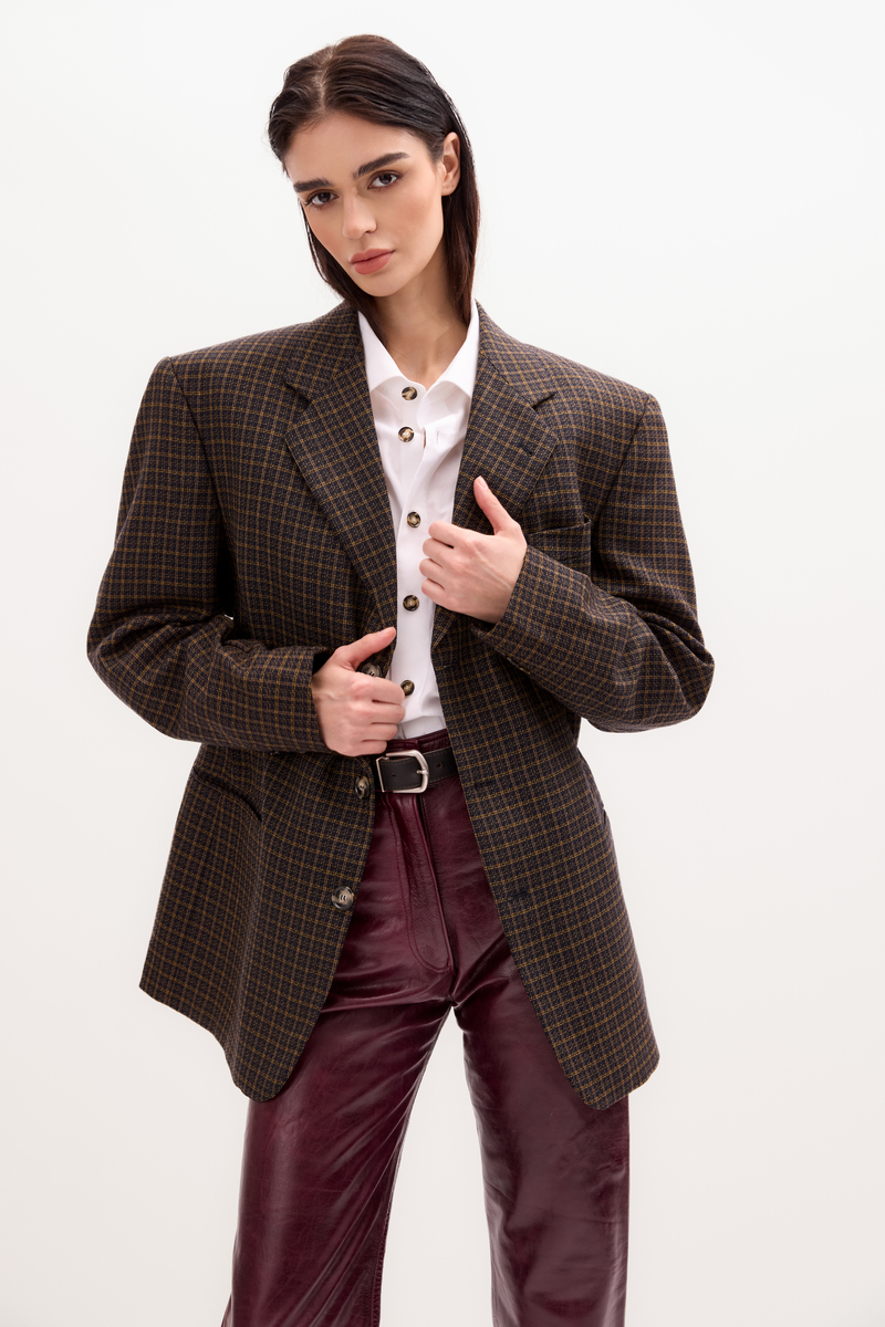 LONG JACKET MODEL No4 WITH HOUNDSTOOTH CHECK