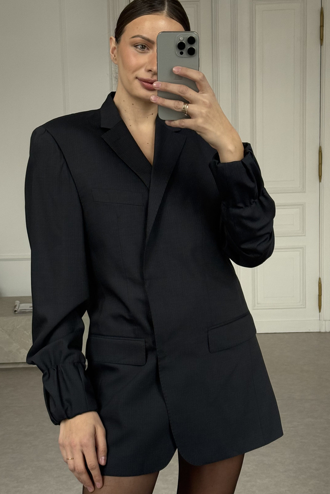 LONG GRAPHITE PINSTRIPE JACKET MODEL No8