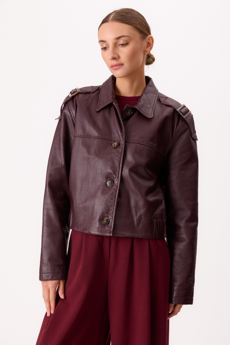 BURGUNDY LEATHER JACKET