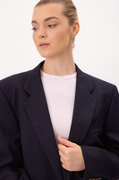 LONG NAVY BLUE SMOOTH JACKET MODEL No4