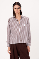 KOSZULA REGULAR OVERSIZE W BRĄZOWE PASKI