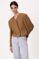SHORT STRAIGHT REGULAR BEIGE JACKET WITH LIGHT CHECK MODEL No9