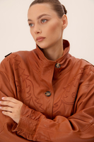 DECORATIVE RED WAISTED LEATHER JACKET WITH EPAGUNS