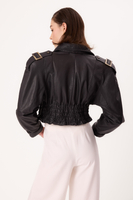 BLACK FITTED SHORT LEATHER JACKET
