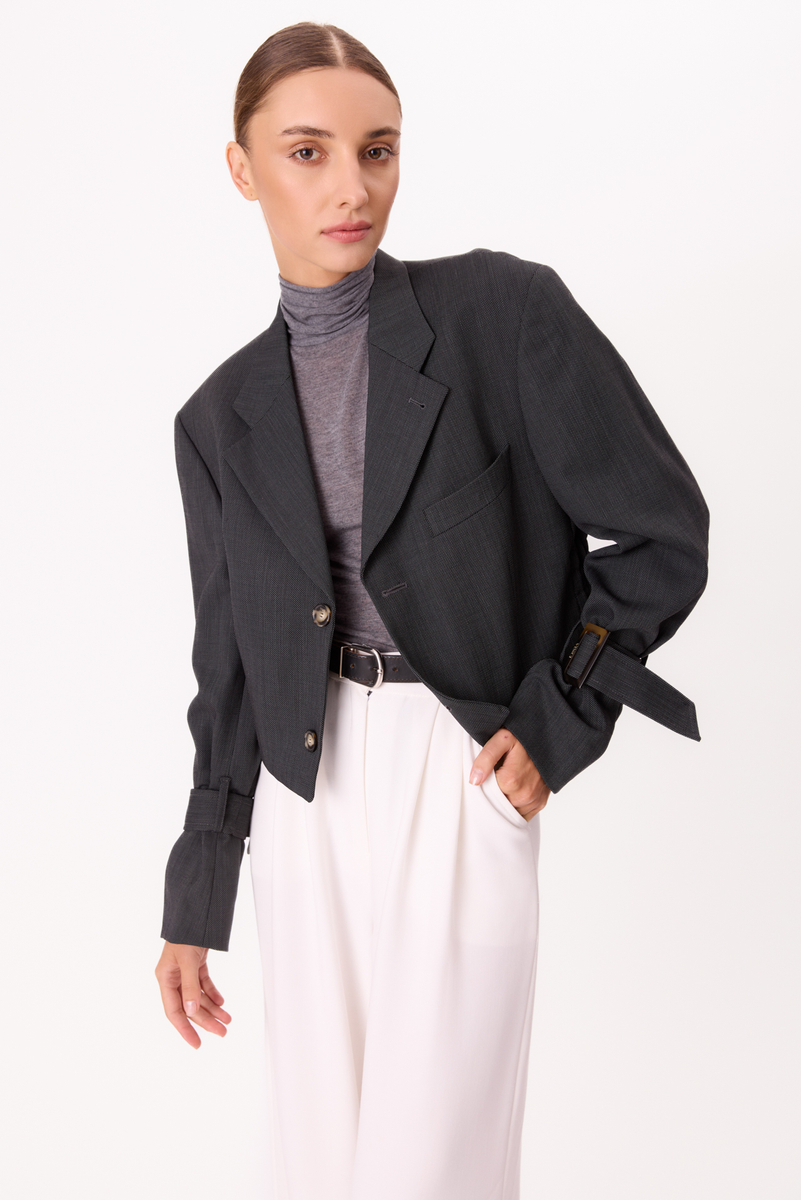 CIEMNOSZARA MARYNARKA MODEL No5 W KRATKĘ