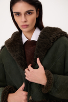 SHORT DARK GREEN NATURAL SHEEPSKIN