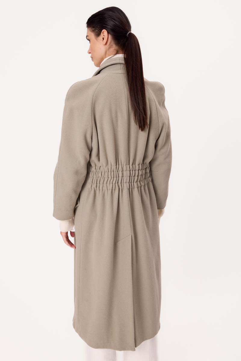 MIDI GRAY ADJUSTABLE WAIST WOOL COAT