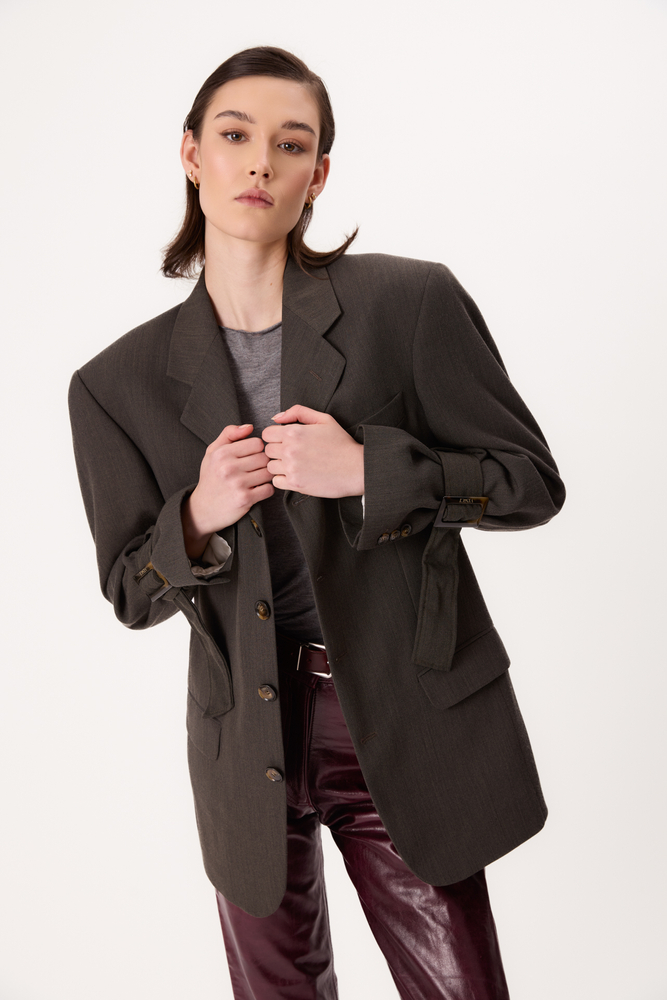 GRAPHITE FITTED JACKET WITH BUCKLES
