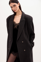 MAXI GRAPHITE ADJUSTABLE WAIST WOOL COAT