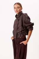 CHOCOLATE BOMBER LEATHER JACKET