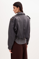 GRAPHITE BOMBER LEATHER JACKET