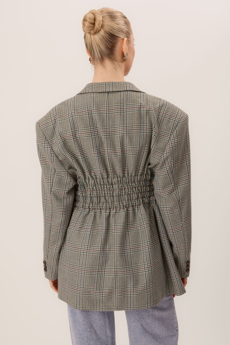 LONG WAISTED CHECKED WOOL JACKET MODEL No4