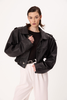 BLACK OVERSIZE LEATHER JACKET