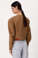 SHORT STRAIGHT REGULAR BEIGE JACKET WITH LIGHT CHECK MODEL No9