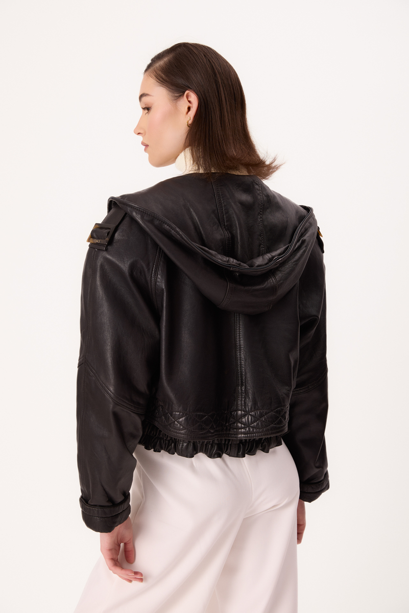 BLACK OVERSIZE LEATHER JACKET