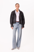 BLACK OVERSIZE LEATHER JACKET