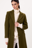 MAXI GREEN ADJUSTABLE WAIST WOOL COAT