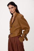 SHORT WAISTED CARAMEL REGULAR LEATHER JACKET