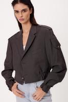 SHORT GRAY STRIPED REGULAR BOMBER JACKET