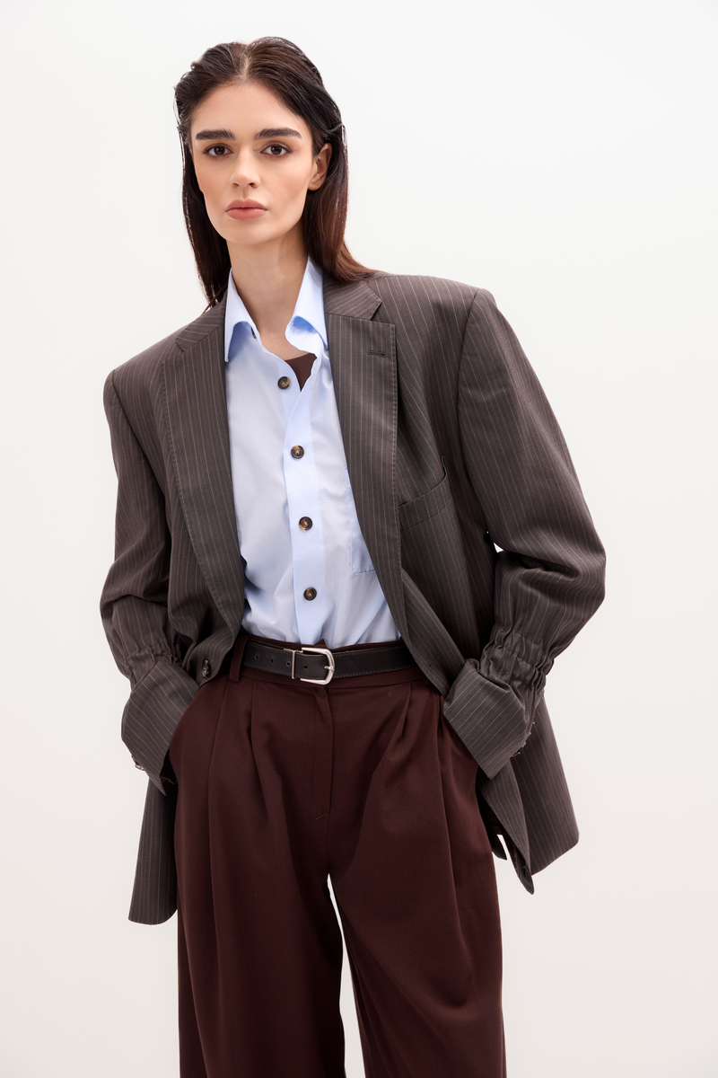 GREY SLIM FIT JACKET MODEL No2 WITH STRIPES