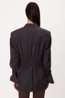 LONG GRAPHITE TALL JACKET WITH ADJUSTABLE WAIST AND BUCKLES MODEL No6