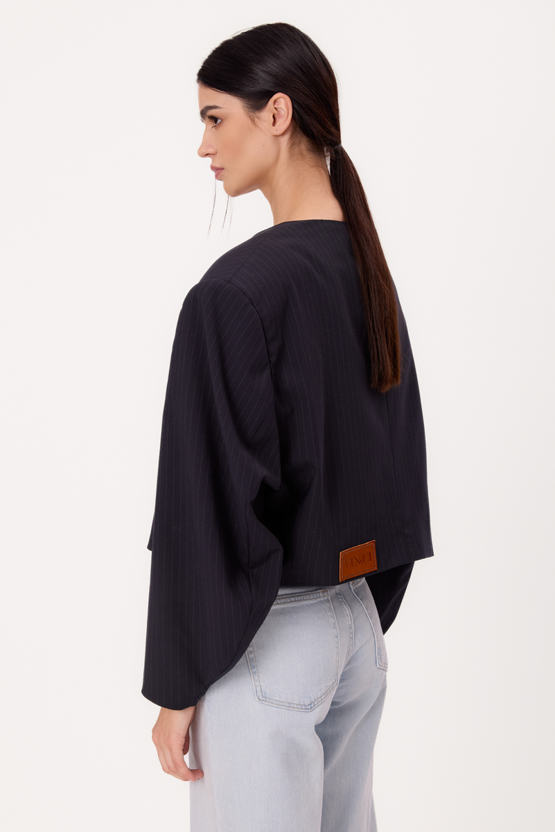 SHORT STRAIGHT NAVY BLUE JACKET WITH LIGHT STRIPES MODEL No9